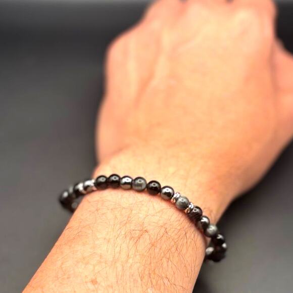 John Hardy Men’s Sterling Silver Beaded Bracelet Onyx Eagle Eye Hematite NIBWT - Picture 10 of 16